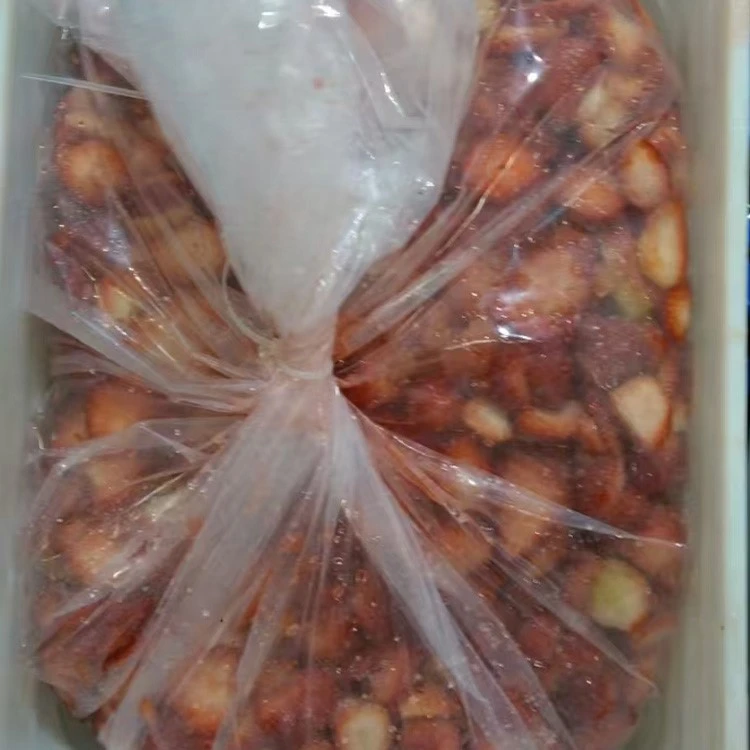 washed strawberries prepared for freezing