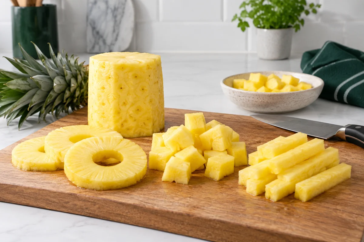 Cut, Core and Size Pineapple for Its Final Use
