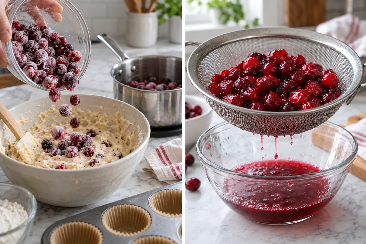 Frozen and thawed cranberry handling routes - process evidence Frozen and thawed cranberry handling routes